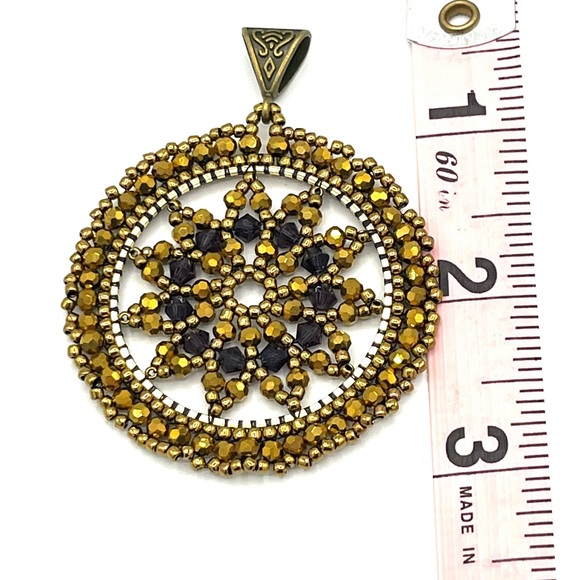 HAND CRAFTED Statement Pendant with Bronze Gold and Purple - Picture 7 of 11